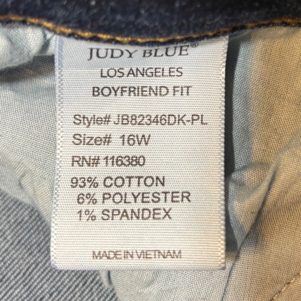 Judy Blue Los Angeles Boyfriend Fit Distressed Wash Jeans Size 16W - Picture 7 of 10